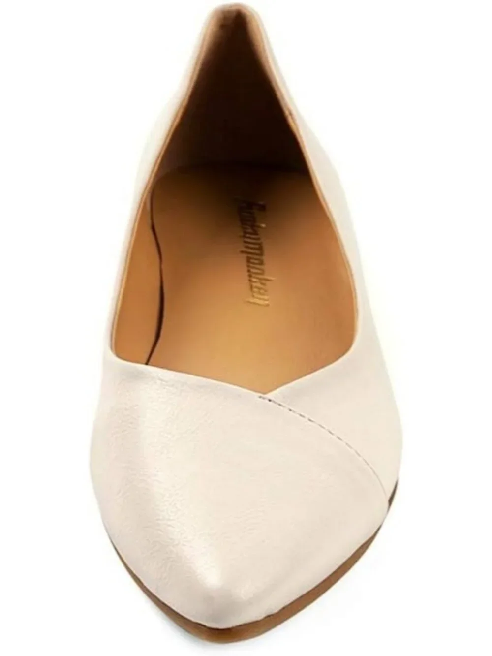 FUNKYMONKEY Women's Nude Faux Leather Pointed Toe Slip On Ballet Low Heel Flats